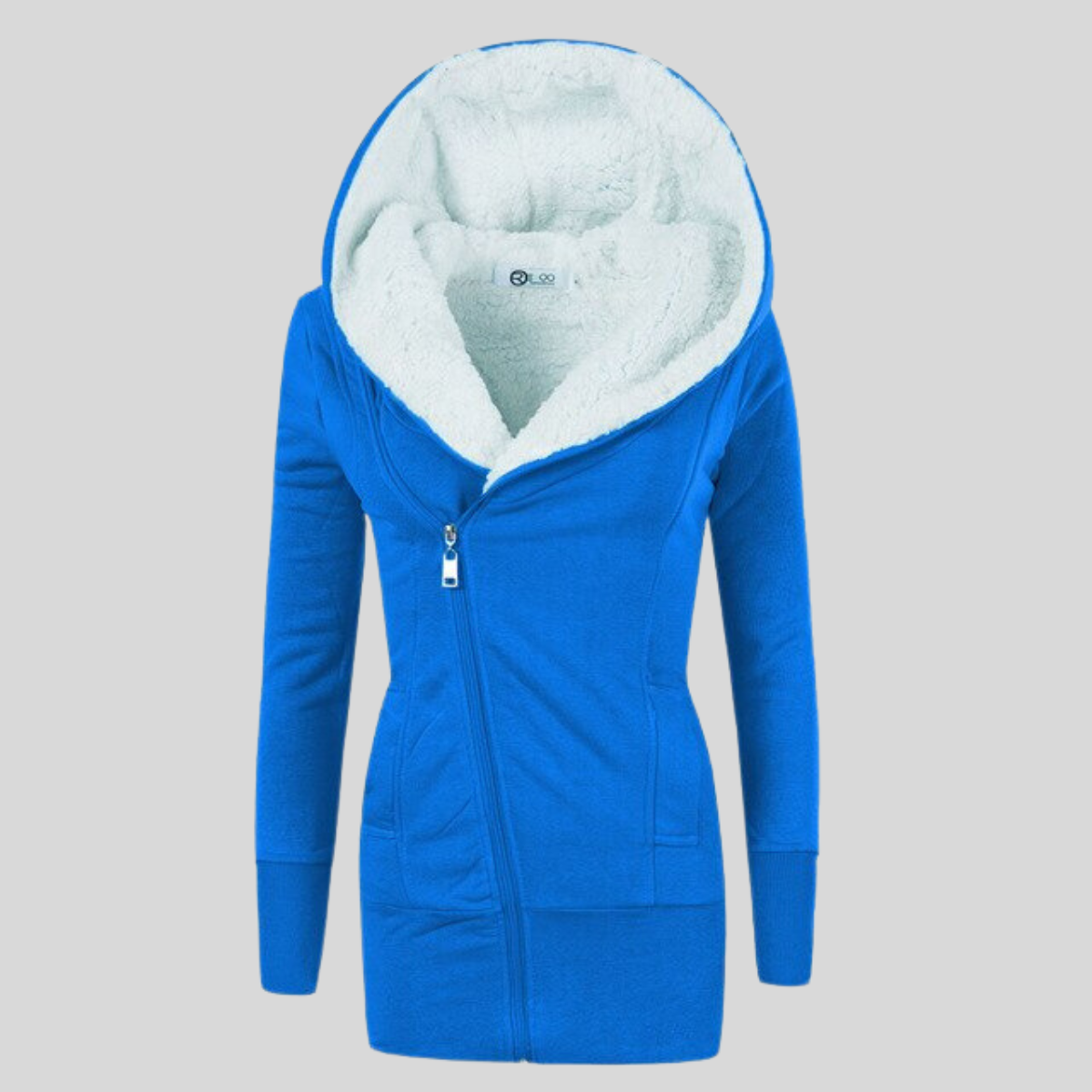 Senna - Halvlång kofta hoodie i lammfleece
